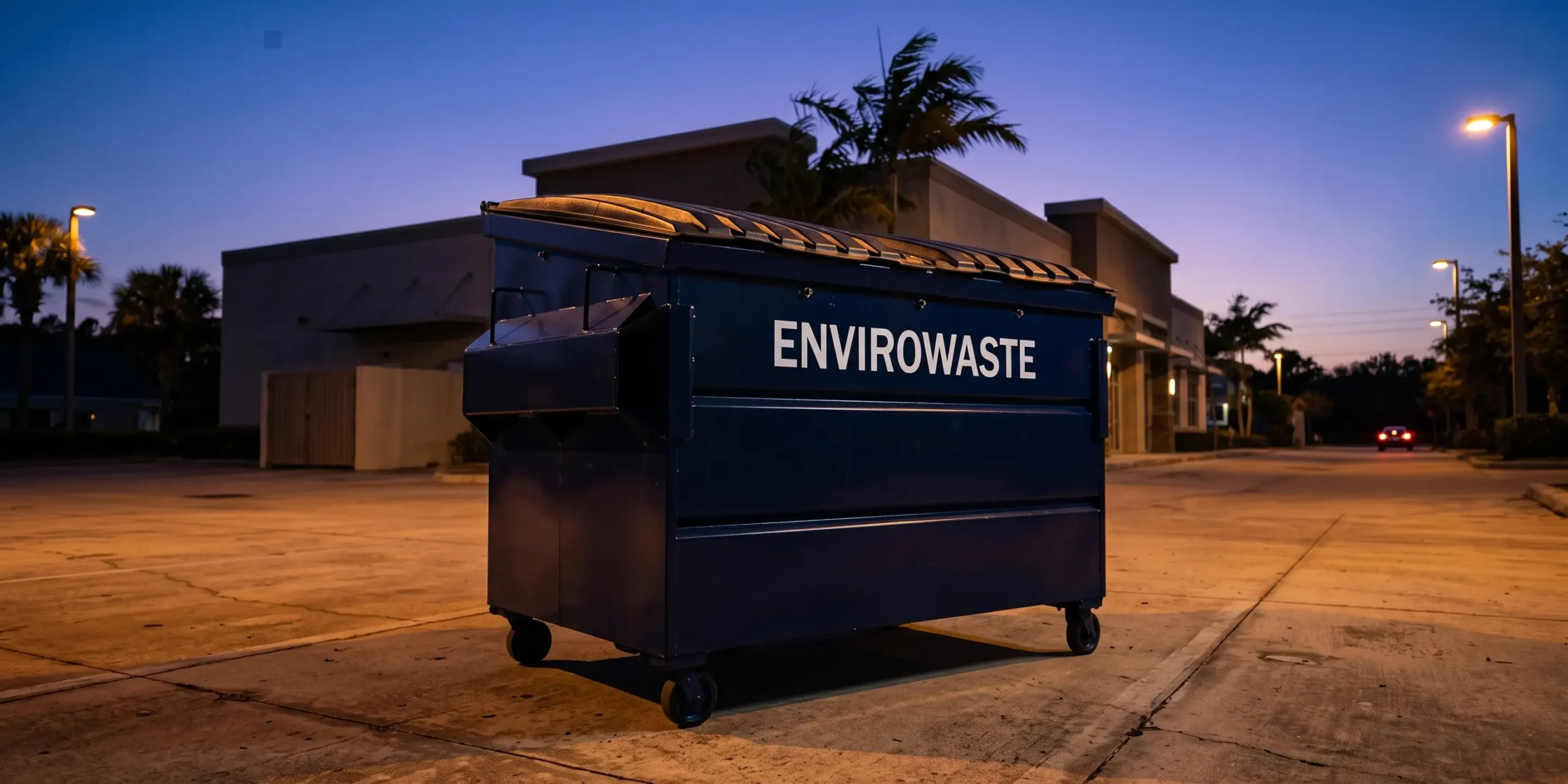 Envirowaste front-load dumpster placed for a Taylor County job