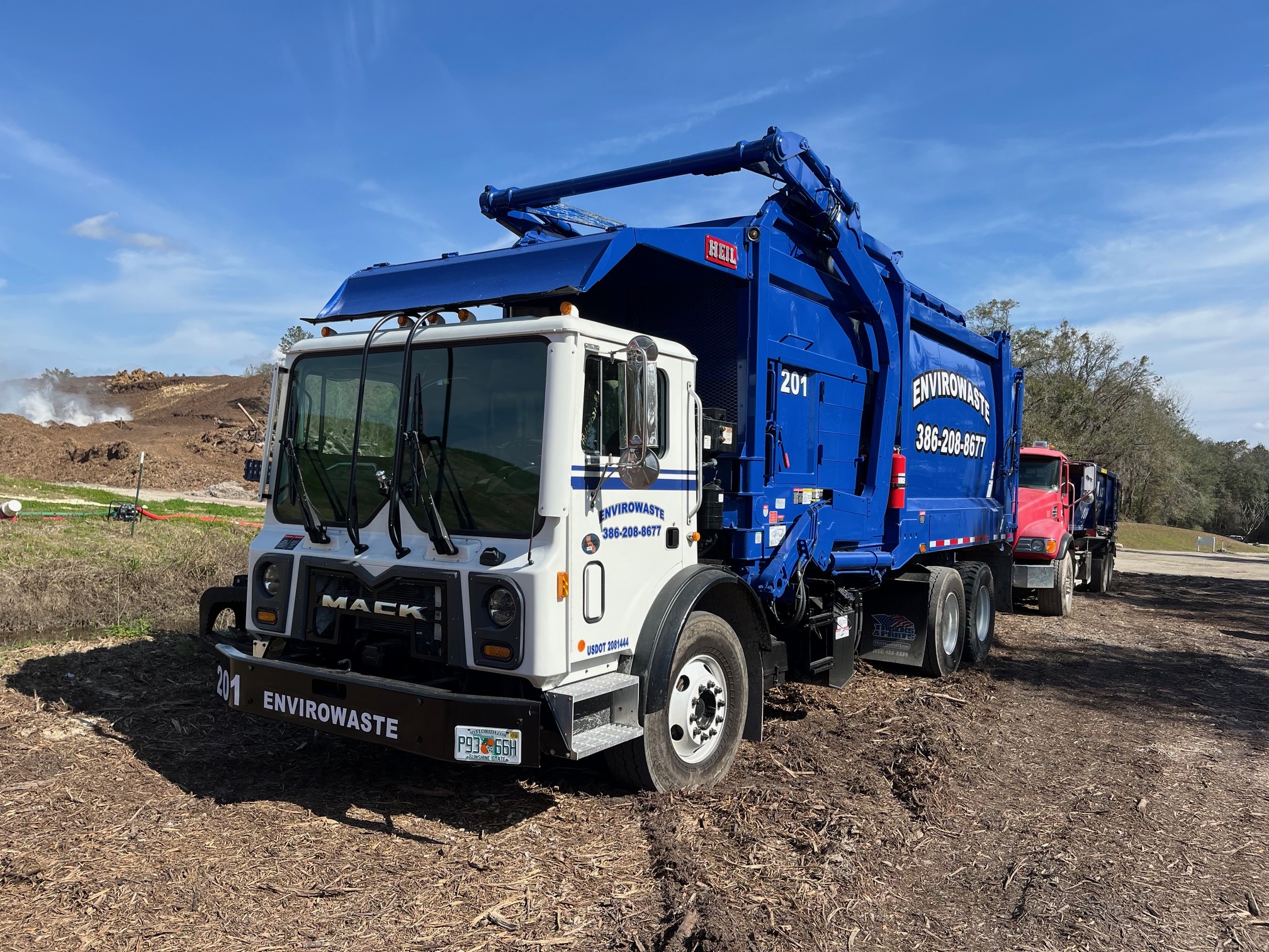Envirowaste fleet at the Live Oak Florida headquarters yard